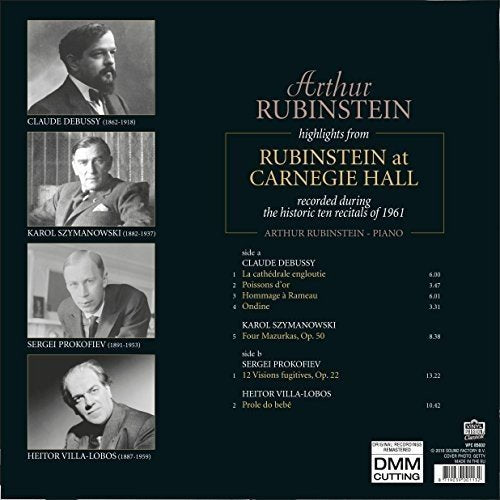 Arthur Rubinstein Highlights From Rubinstein At Carnegie Hall (Hol) - Vinyl-Classic Vinyl Record