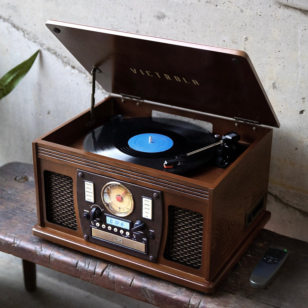 Navigator 8-in-1 Wood Record Player-Classic Vinyl Record