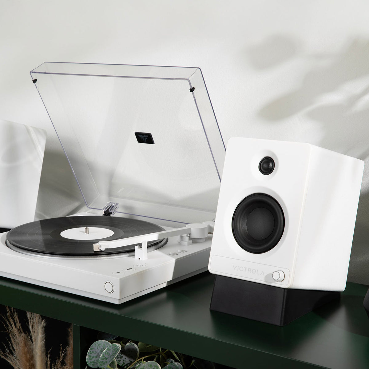 Angled Bookshelf Speaker Stands - Pair-Classic Vinyl Record