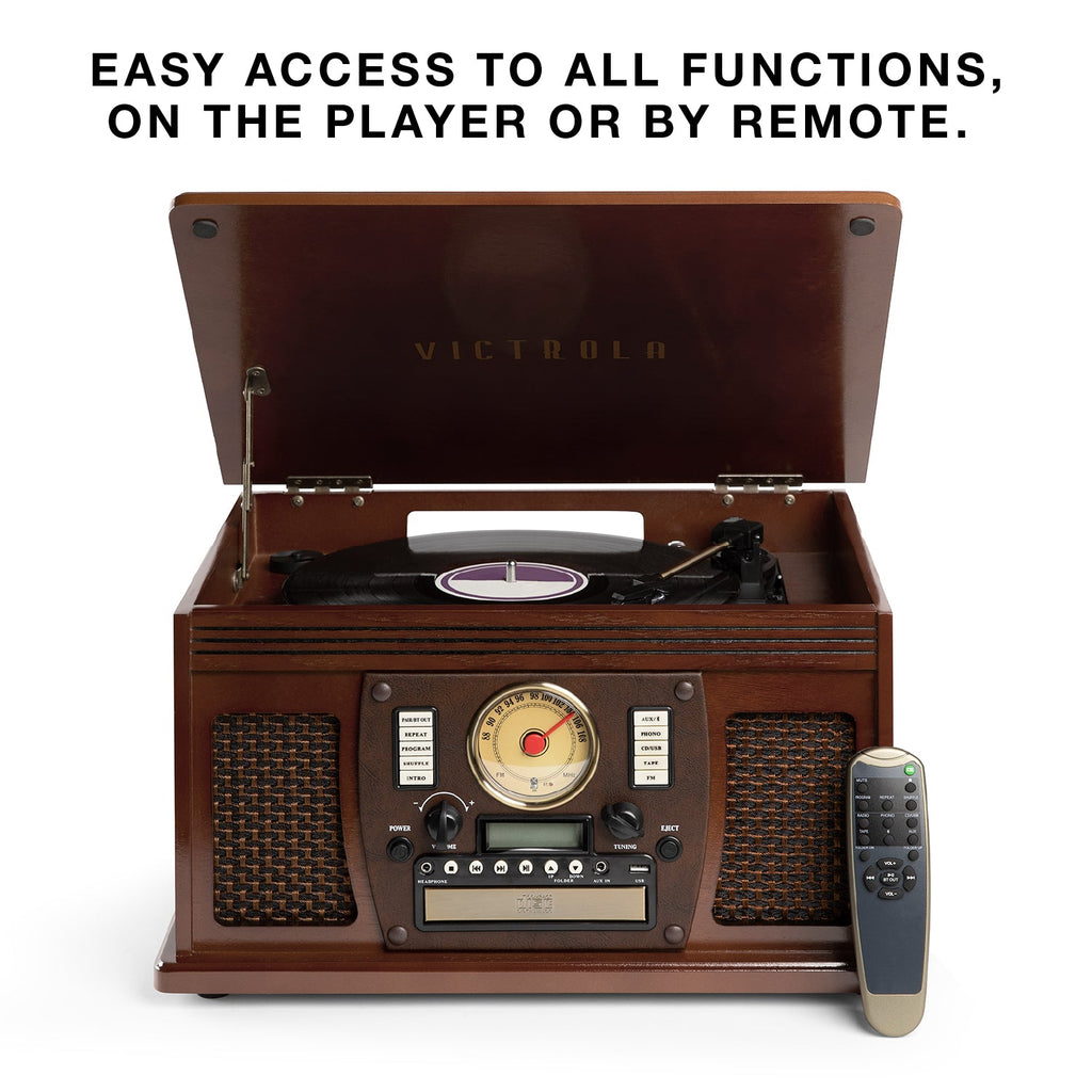 Navigator 8-in-1 Wood Record Player-Classic Vinyl Record