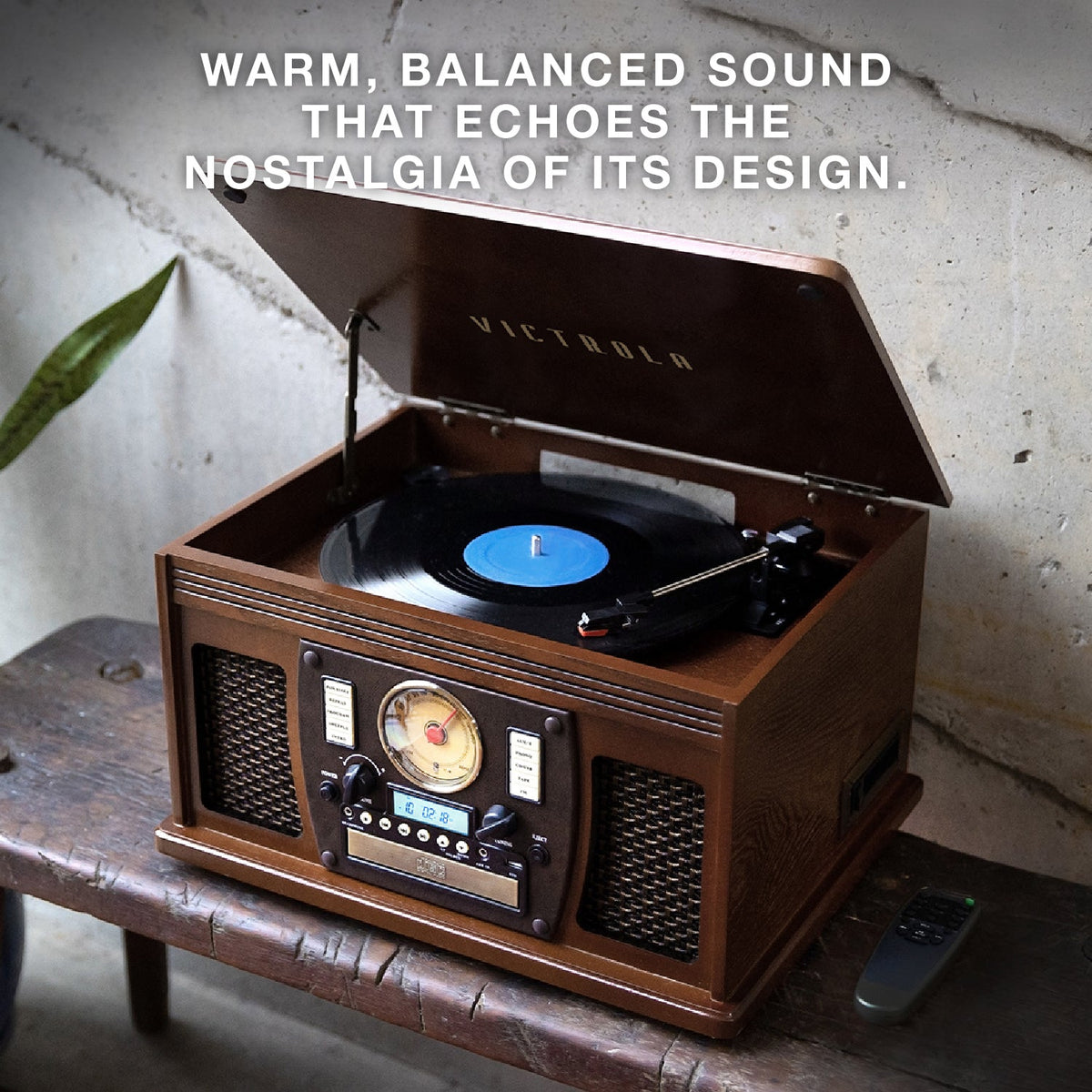 Navigator 8-in-1 Wood Record Player-Classic Vinyl Record