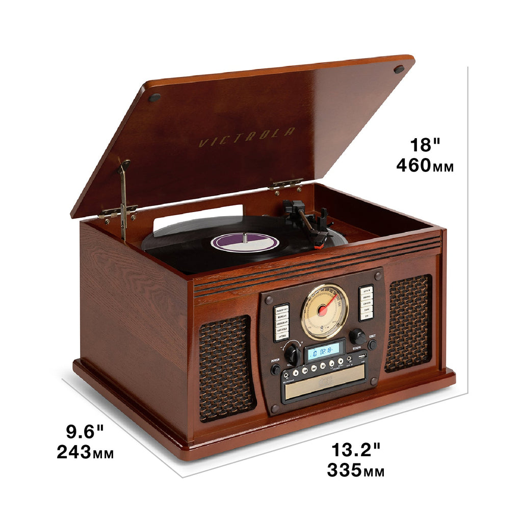 Navigator 8-in-1 Wood Record Player-Classic Vinyl Record