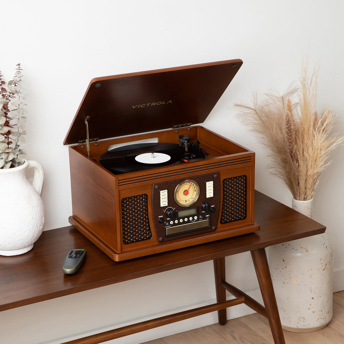 Navigator 8-in-1 Wood Record Player-Classic Vinyl Record