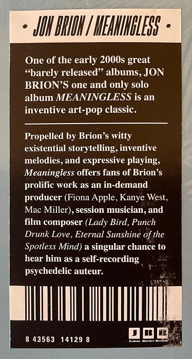 Jon Brion - Meaningless | Mint (M) Mint (M)-Classic Vinyl Record
