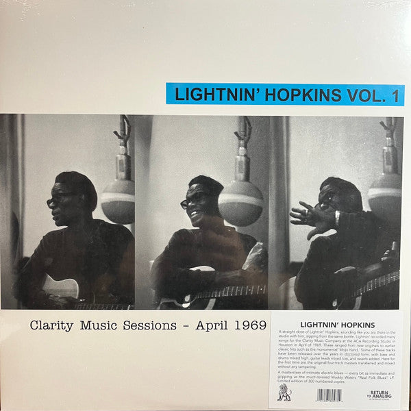 Lightnin' Hopkins - Vol. 1 : Clarity Music Sessions - April 1969 (VINYL) | Mint (M) Mint (M)-Classic Vinyl Record