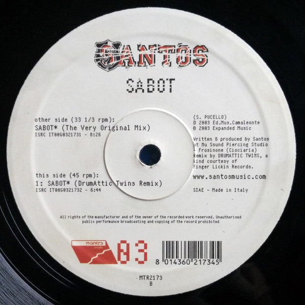 Santos - Sabot (VINYL) | Very Good Plus (VG+) Generic-Classic Vinyl Record