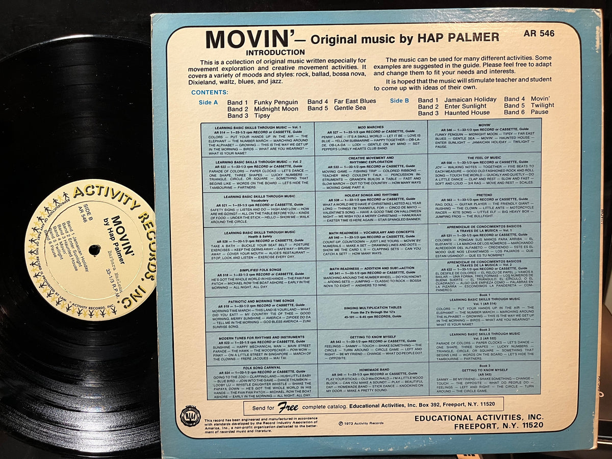 Hap Palmer - Movin' (VINYL LP INC. AR 546) | USED Near Mint (NM or M-) Excellent (EX)-Classic Vinyl Record
