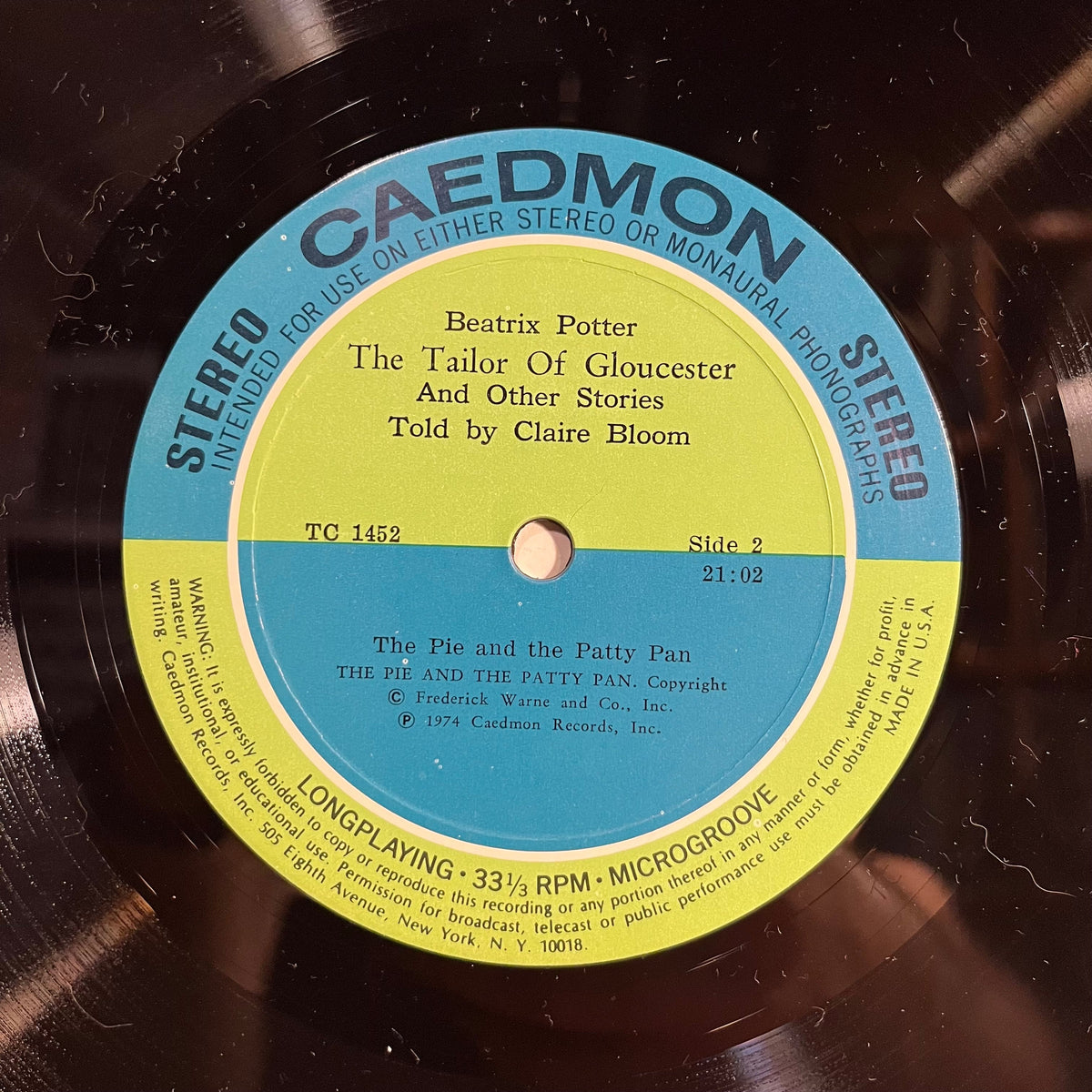 Claire Bloom - The Tailor Of Gloucester And Other Stories | Near Mint (NM) Excellent (EX)-Classic Vinyl Record