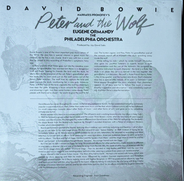 David Bowie & The Philadelphia Orchestra - Peter And The Wolf / Young Person's Guide To The Orchestra (YELLOW VINYL) | Mint (M) Mint (M)-Classic Vinyl Record