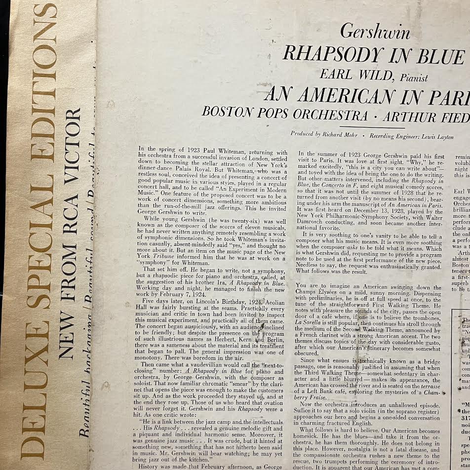 George Gershwin - Rhapsody In Blue / An American In Paris ( VINYL) | Excellent (EX) Excellent+ (EX+)-Classic Vinyl Record