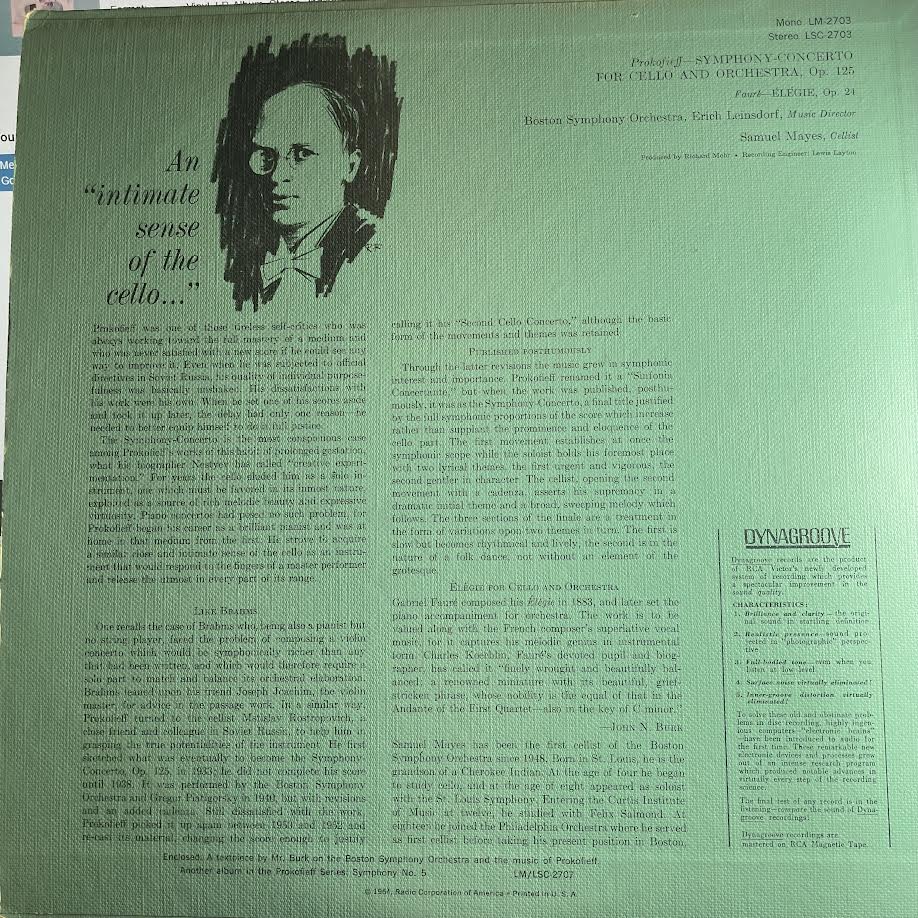 Sergei Prokofiev - Symphony-Concerto For Cello And Orchestra / Élégie (vinyl) | Excellent (EX) Near Mint (NM)-Classic Vinyl Record
