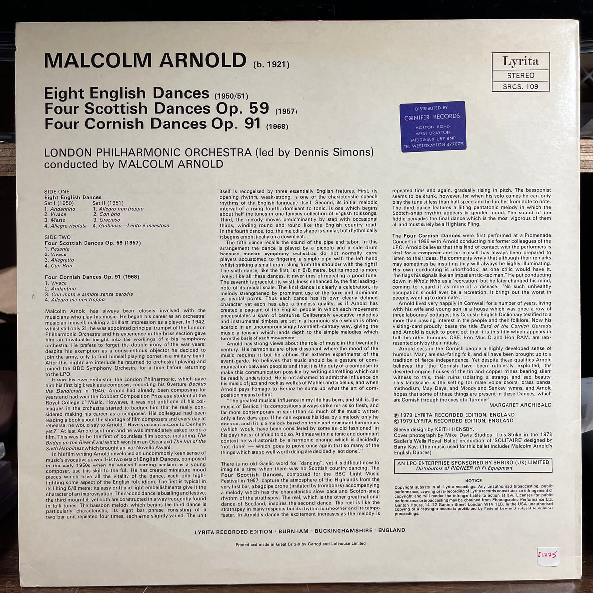 Malcolm Arnold - English ∙ Scottish & Cornish Dances (VINYL) | Near Mint- (NM-) Excellent+ (EX+)-Classic Vinyl Record
