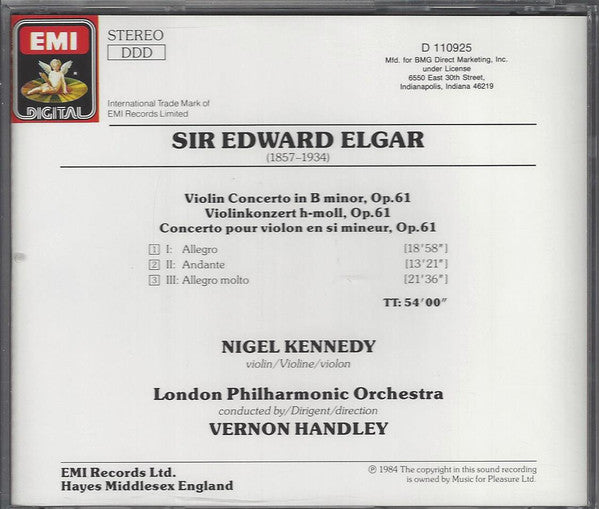 Sir Edward Elgar - Violin Concerto (CD) | Near Mint (NM) Near Mint (NM)-Classic Vinyl Record