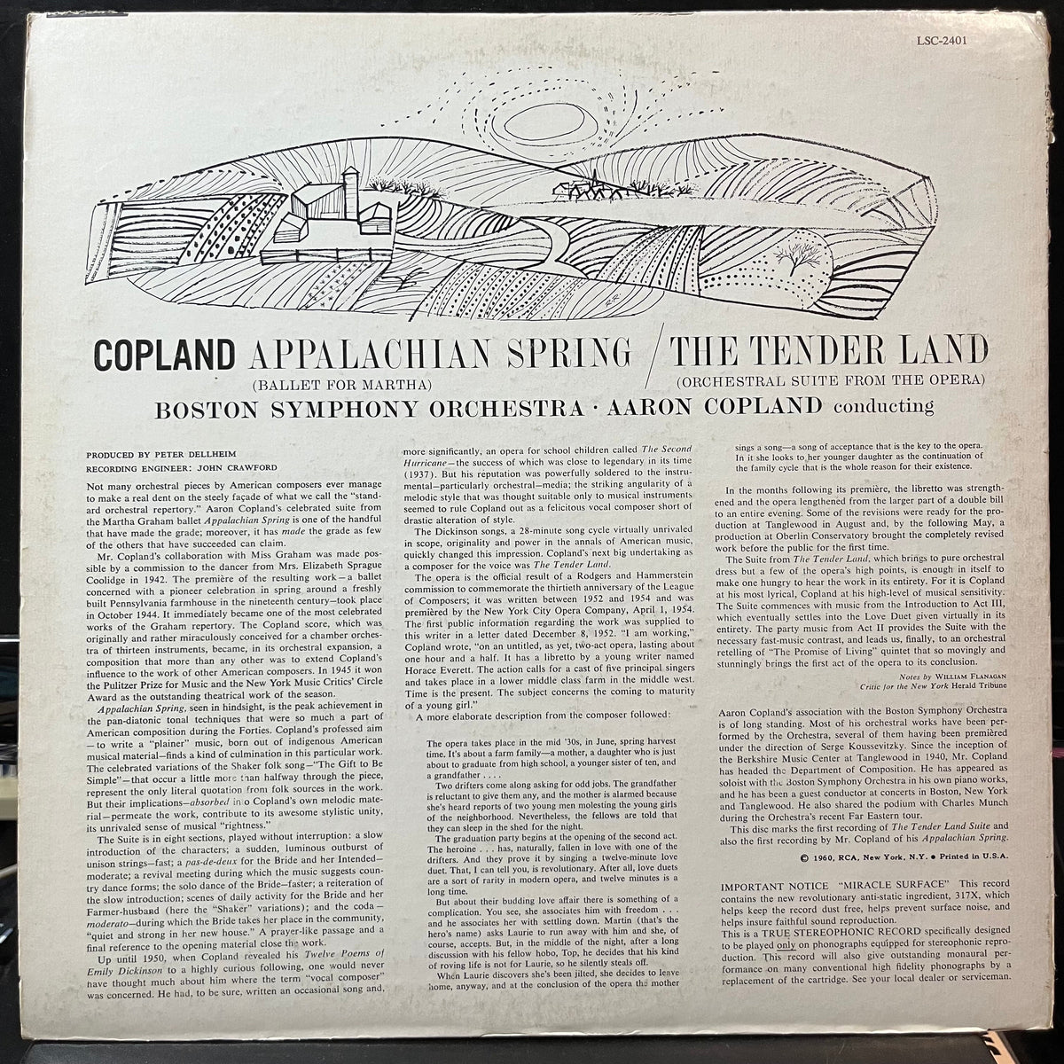 Aaron Copland / Charles Ives - Adlai Stevenson, Th - Appalachian Spring / The Tender Land - Suite (VINYL LP RCA RED SEAL LSC 2401 1976) | Near Mint- (NM-) Excellent (EX)-Classic Vinyl Record