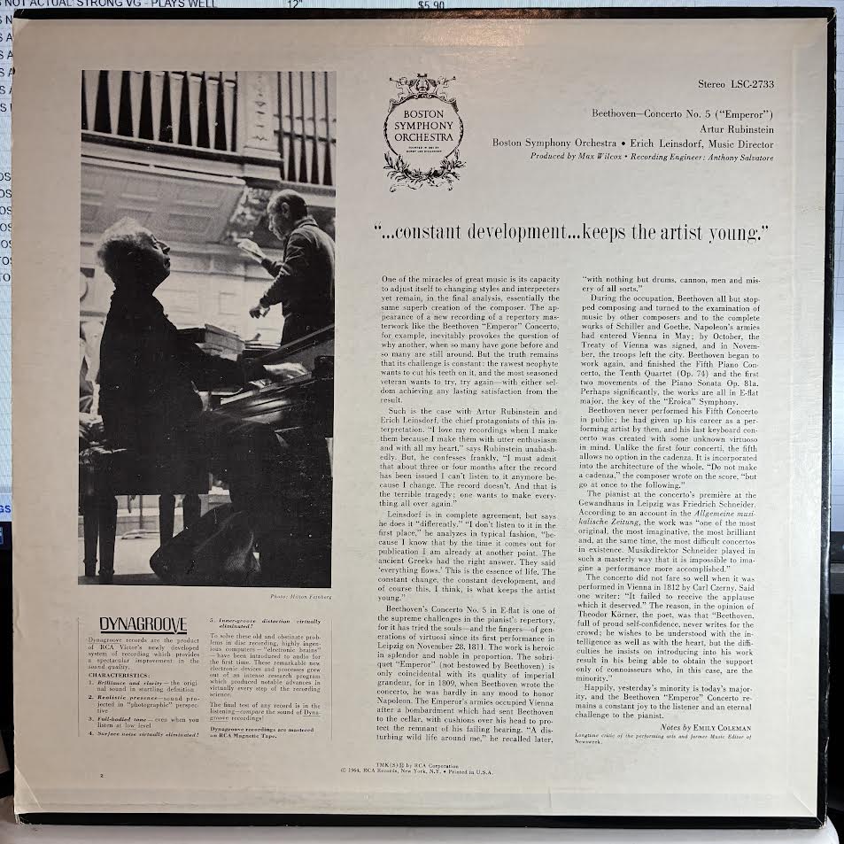 Ludwig van Beethoven - "Emperor" Concerto (VINYL) | Near Mint (NM or M-) Excellent+ (EX+)-Classic Vinyl Record