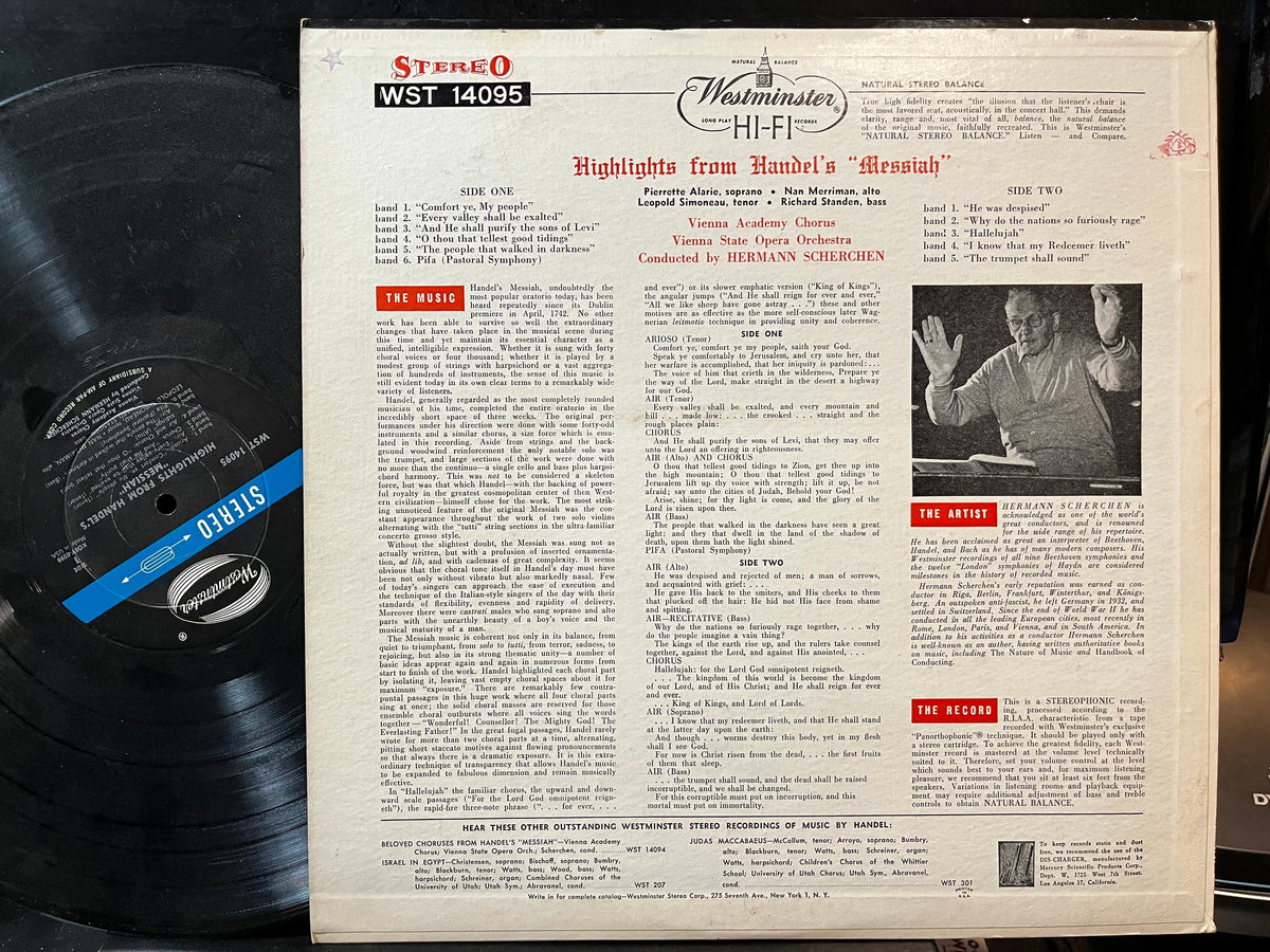 Hermann Scherchen - Beloved Choruses From Handel Messiah (VINYL) | Near Mint (NM) Near Mint (NM)-Classic Vinyl Record
