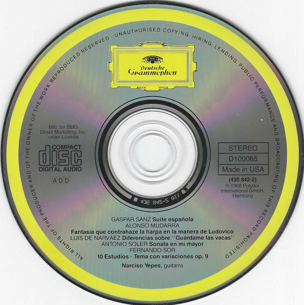 Narciso Yepes - Guitarra Española (CD) | Near Mint (NM) Near Mint (NM)-Classic Vinyl Record