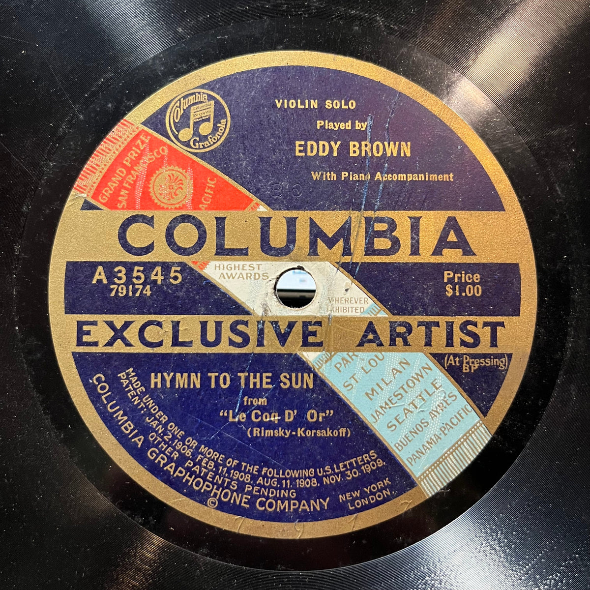 Eddy Brown (2) - HYMN TO THE SUN / SONG OF INDIA (78RPM 10") | Very Good Plus (VG+) Generic-Classic Vinyl Record