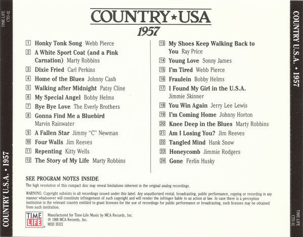 Country USA 1957 (CD) | Mint (M) Mint (M)-Classic Vinyl Record