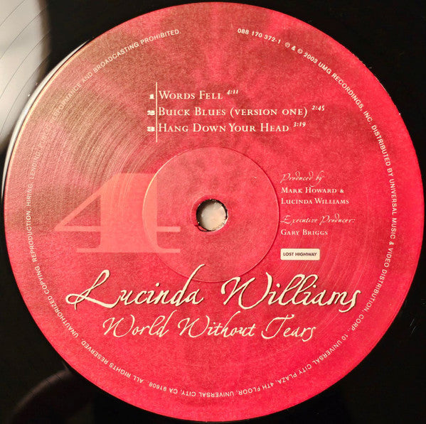 Lucinda Williams - World Without Tears (2xVINYL) | Mint (M) Mint (M)-Classic Vinyl Record