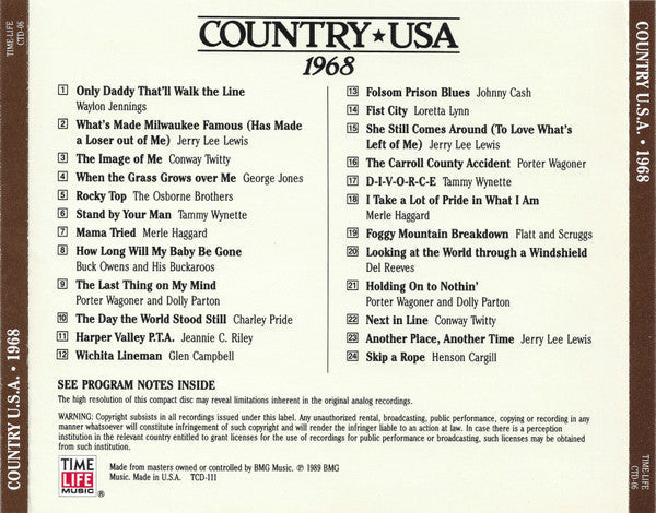 Country USA 1968 (CD) | Mint (M) Mint (M)-Classic Vinyl Record