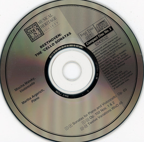 Ludwig van Beethoven - Mischa Maisky, Martha Arger - Die Cellosonaten (2xCD) | Near Mint (NM) Near Mint (NM)-Classic Vinyl Record