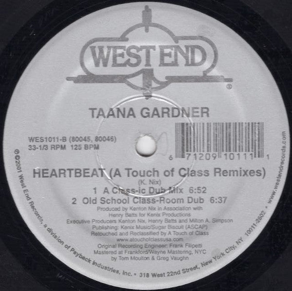 Taana Gardner - Heartbeat (A Touch Of Class Remixes) 12" VINYL) | Near Mint (NM) Near Mint (NM)-Classic Vinyl Record