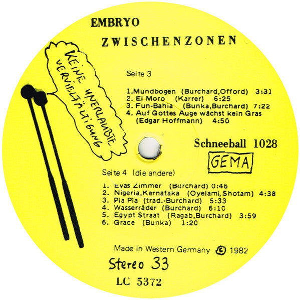 Embryo (3) - La Blama Sparozzi | Mint (M) Mint (M)-Classic Vinyl Record