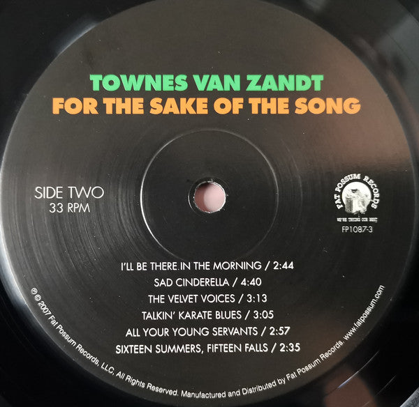 Townes Van Zandt - For The Sake Of The Song (VMP VINYL) | Mint (M) Mint (M)-Classic Vinyl Record