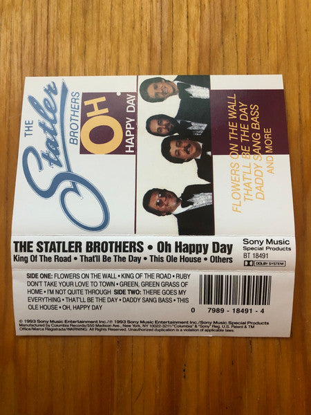 The Statler Brothers - Oh, Happy Day (CASSETTE) | Mint (M) Mint (M)-Classic Vinyl Record