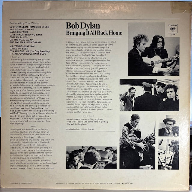 Bob Dylan - Bringing It All Back Home (VINYL) | Very Good Plus (VG+) Very Good Plus (VG+)-Classic Vinyl Record