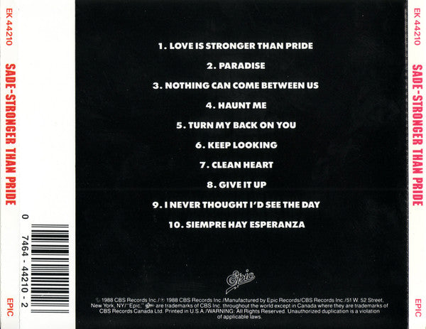 Sade - Stronger Than Pride (CD) | Mint (M) Mint (M)-Classic Vinyl Record