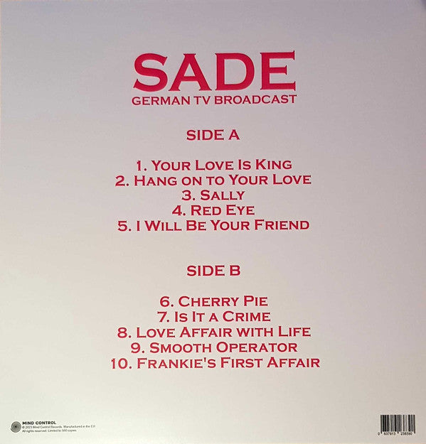 Sade - German TV Broadcast | Mint (M) Mint (M)-Classic Vinyl Record