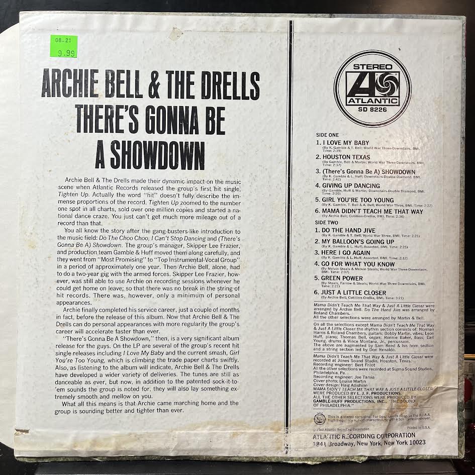 Archie Bell & The Drells - There's Gonna Be A Showdown (VINYL) | Excellent (EX) Good Plus (G+)-Classic Vinyl Record