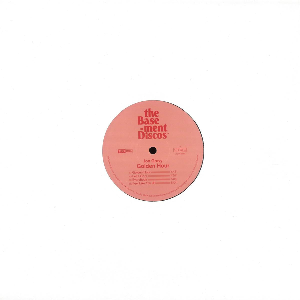 Jon Gravy - Golden Hour (VINYL 12" theBasement Discos TBD004 2026) | NEW Mint (M) Mint (M)-Classic Vinyl Record