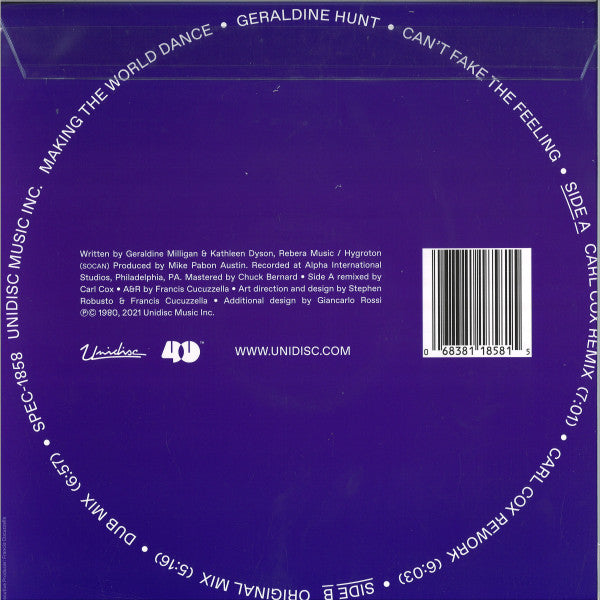 Can't Fake The Feeling (Carl Cox Remix) | Mint (M) Mint (M)-Classic Vinyl Record