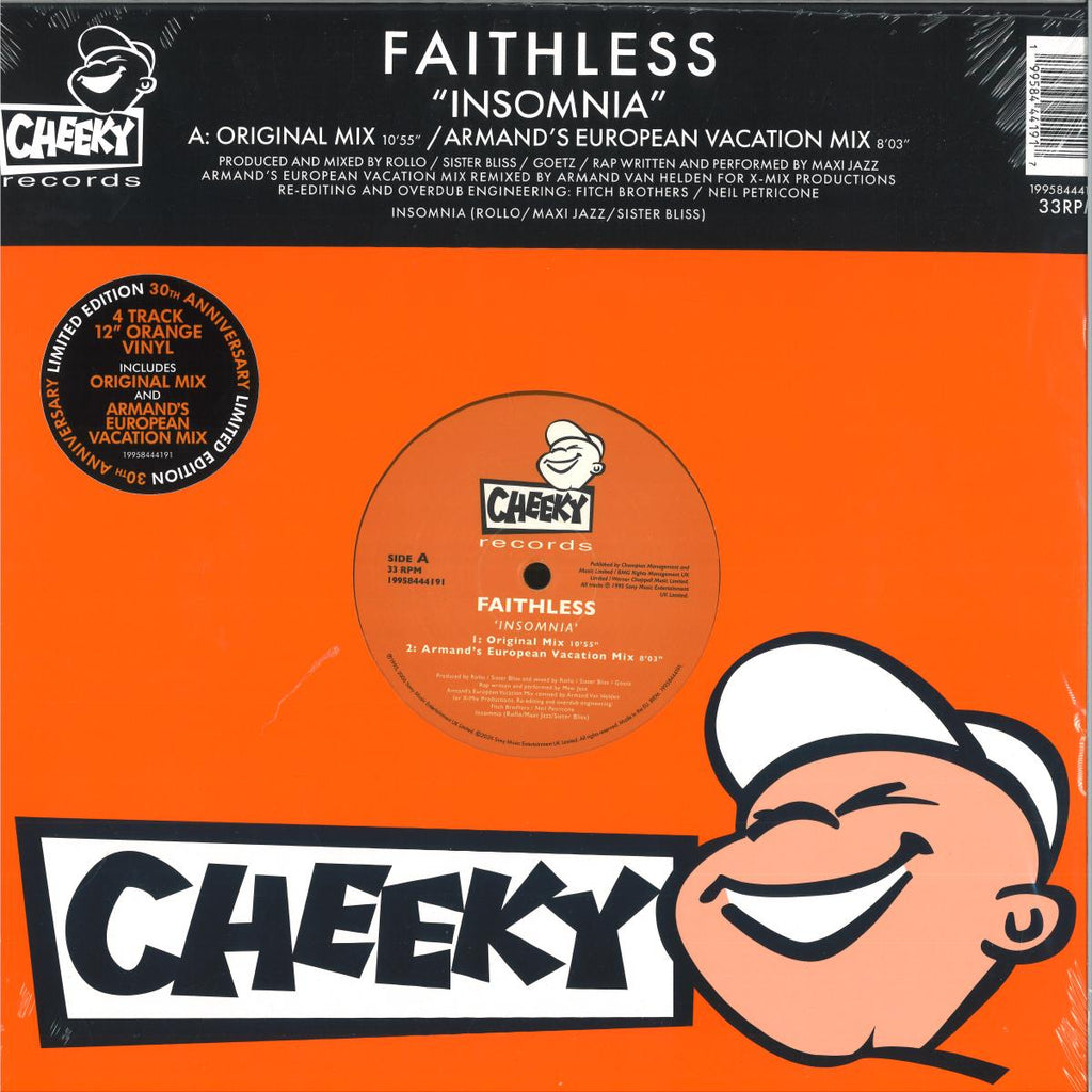 Faithless - Insomnia: 30th Anniversary (IMPORT 12" ORANGE VINYL LP CMG 19958444191) | NEW Mint (M) Mint (M)-Classic Vinyl Record