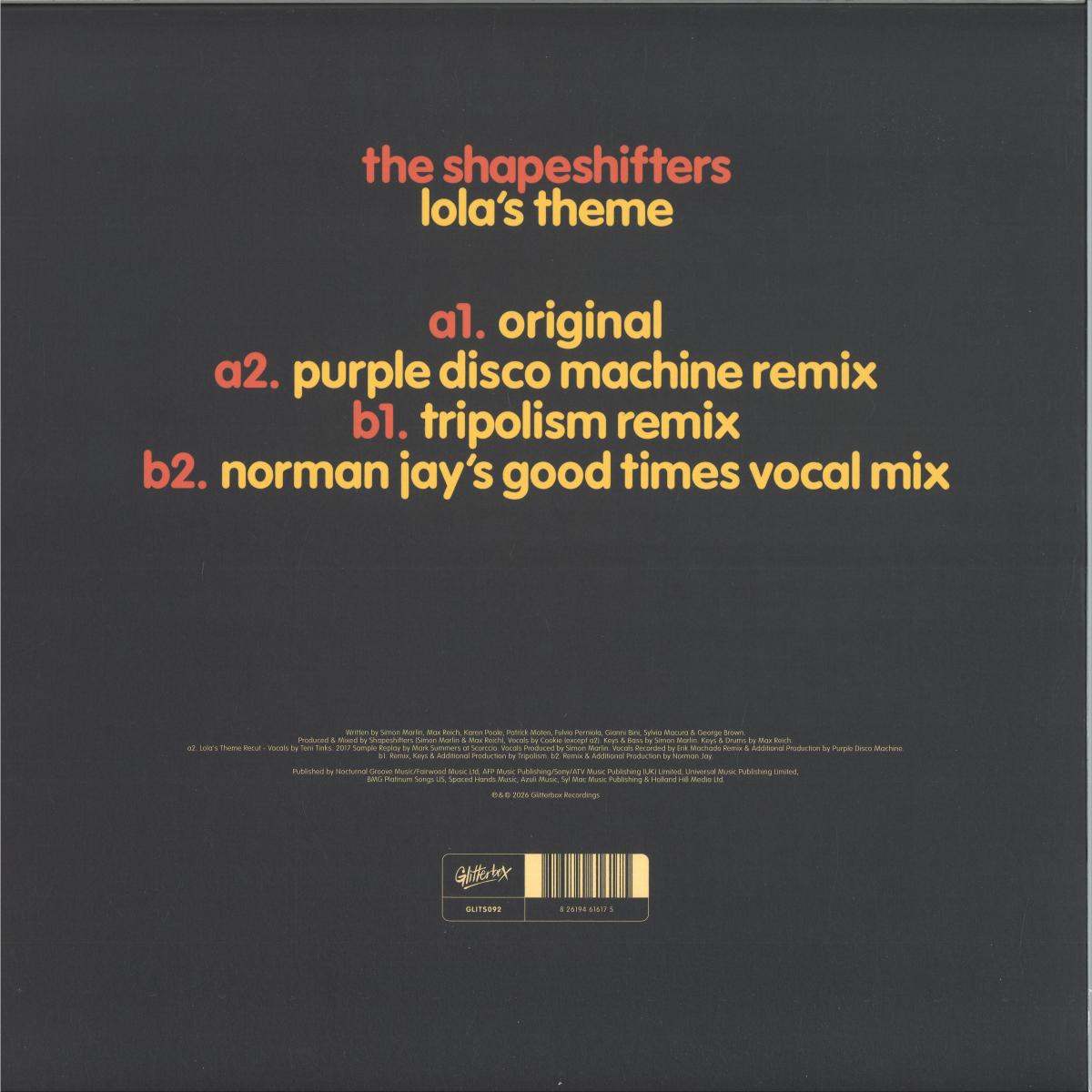 The Shapeshifters - Lola’s Theme (VINYL 12" GLITTERBOX GLITS092 2026) | NEW-Classic Vinyl Record