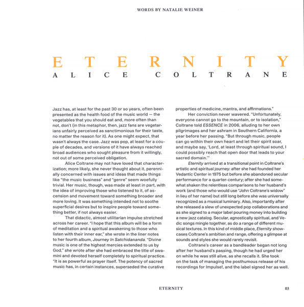 Alice Coltrane - Eternity (VMP VINYL) | Mint (M) Mint (M)-Classic Vinyl Record