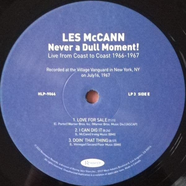 Les McCann - Never A Dull Moment! (Live From Coast To Coast 1966-1967) (3xVINYL RSD) |-Classic Vinyl Record