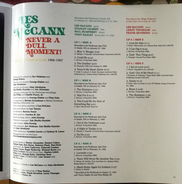 Les McCann - Never A Dull Moment! (Live From Coast To Coast 1966-1967) (3xVINYL RSD) |-Classic Vinyl Record