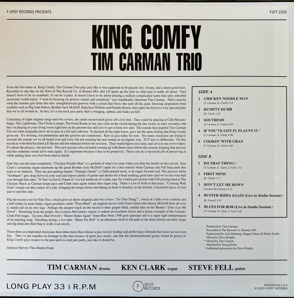Tim Carman Trio - King Comfy | Mint (M) Near Mint (NM)-Classic Vinyl Record