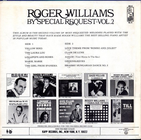 Roger Williams (2) - By Special Request-Vol.2 *SEALED* | Mint (M) Near Mint (NM)-Classic Vinyl Record