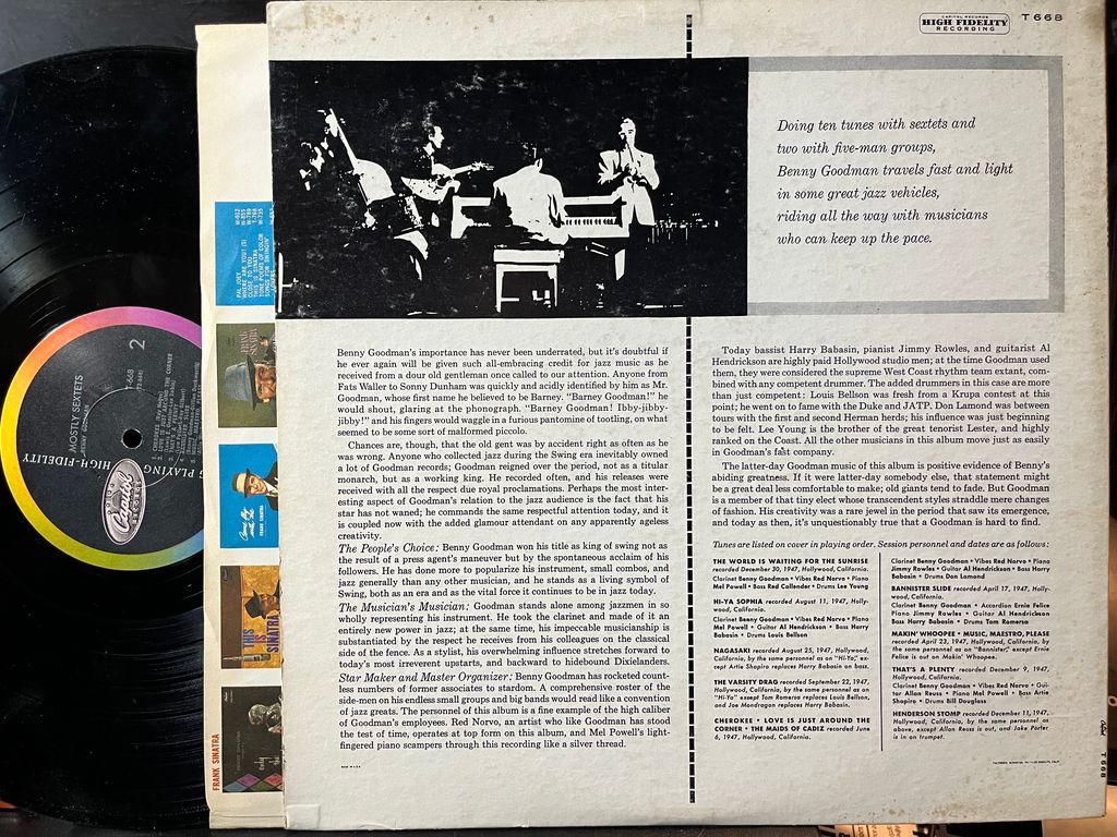 Benny Goodman - Mostly Sextets (VINYL) | Near Mint (NM or M-) Excellent (EX)-Classic Vinyl Record