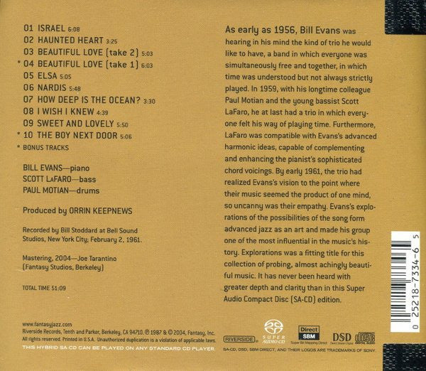 The Bill Evans Trio - Explorations (SACD) | Near Mint (NM) Excellent (EX)-Classic Vinyl Record