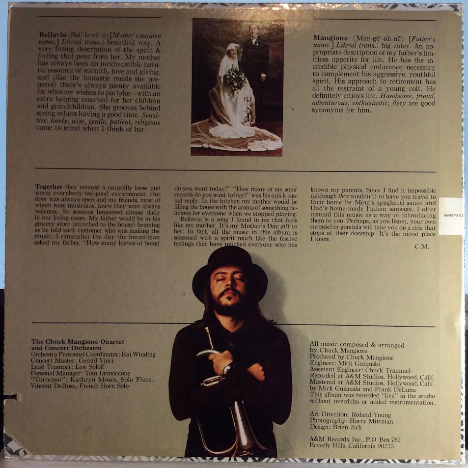 Chuck Mangione - Bellavia (VINYL) | Near Mint (NM) Near Mint- (NM-)-Classic Vinyl Record