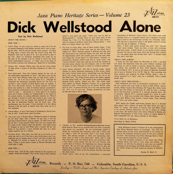 Dick Wellstood - Alone | Near Mint (NM) Near Mint (NM)-Classic Vinyl Record