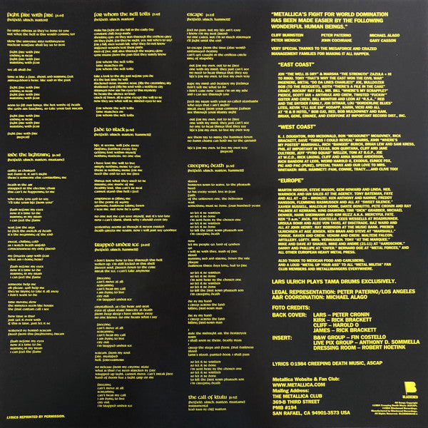 Metallica - Ride The Lightning (ELECTRIC BLUE VINYL) |-Classic Vinyl Record