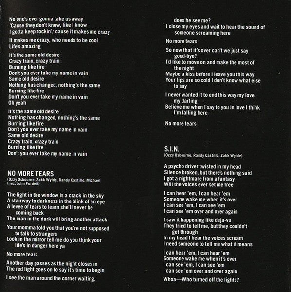 Ozzy Osbourne - No More Tears (CD) | Near Mint- (NM-)-Classic Vinyl Record