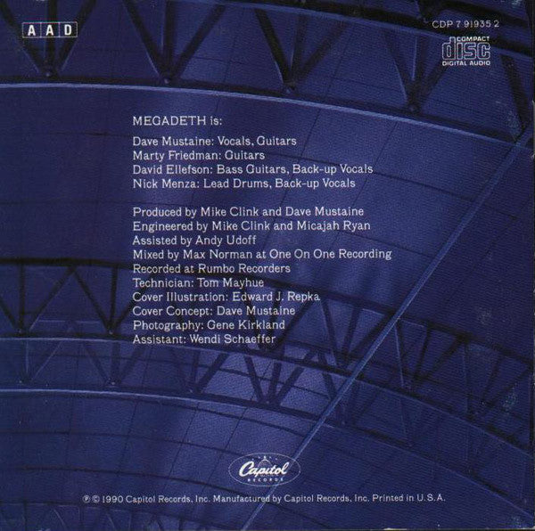 Megadeth - Rust In Peace (CD) | Near Mint (NM or M-)-Classic Vinyl Record